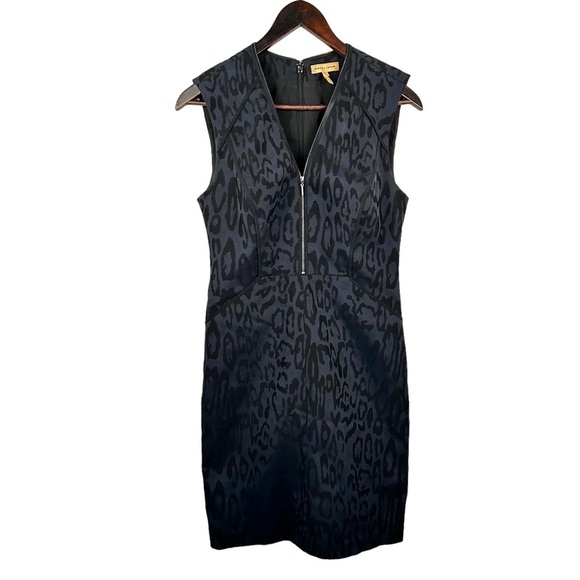REBECCA TAYLOR Jacquard Leopard Print Zipper Dress - Picture 1 of 13